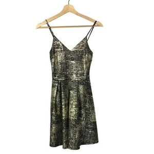 Soprano Black & Gold Fit & Flare Mini Dress S